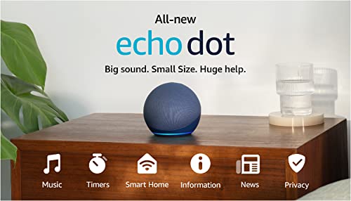 Amazon Echo Dot (newest model), Vibrant sounding Alexa speaker, Great for bedrooms, dining rooms and offices, Glacier White