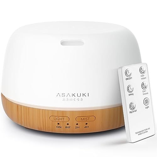 ASAKUKI Smart Wi-Fi Essential Oil Diffuser, App and Voice Control Compatible with Alexa, 500ml Aromatherapy Humidifier for Relaxing Atmosphere in Home Office Bedroom Gold