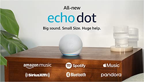 Amazon Echo Dot (newest model), Vibrant sounding Alexa speaker, Great for bedrooms, dining rooms and offices, Glacier White