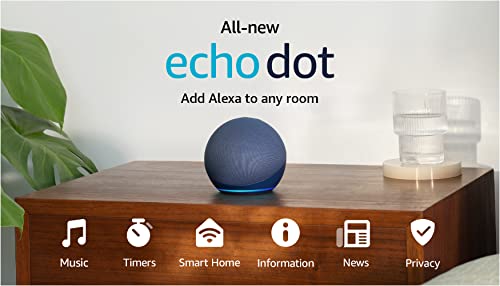 Amazon Echo Dot (newest model), Vibrant sounding Alexa speaker, Great for bedrooms, dining rooms and offices, Glacier White