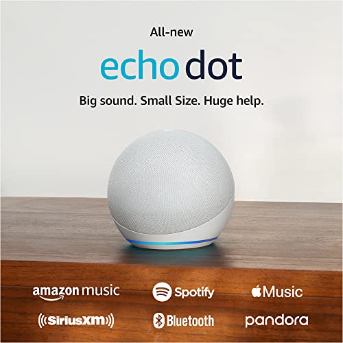 Amazon Echo Dot (newest model), Vibrant sounding Alexa speaker, Great for bedrooms, dining rooms and offices, Glacier White