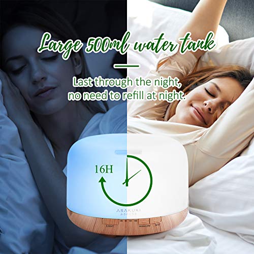 ASAKUKI Smart Wi-Fi Essential Oil Diffuser, App and Voice Control Compatible with Alexa, 500ml Aromatherapy Humidifier for Relaxing Atmosphere in Home Office Bedroom Gold