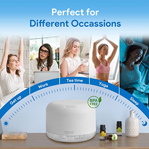 ASAKUKI Smart Wi-Fi Essential Oil Diffuser, App and Voice Control Compatible with Alexa, 500ml Aromatherapy Humidifier for Relaxing Atmosphere in Home Office Bedroom Gold