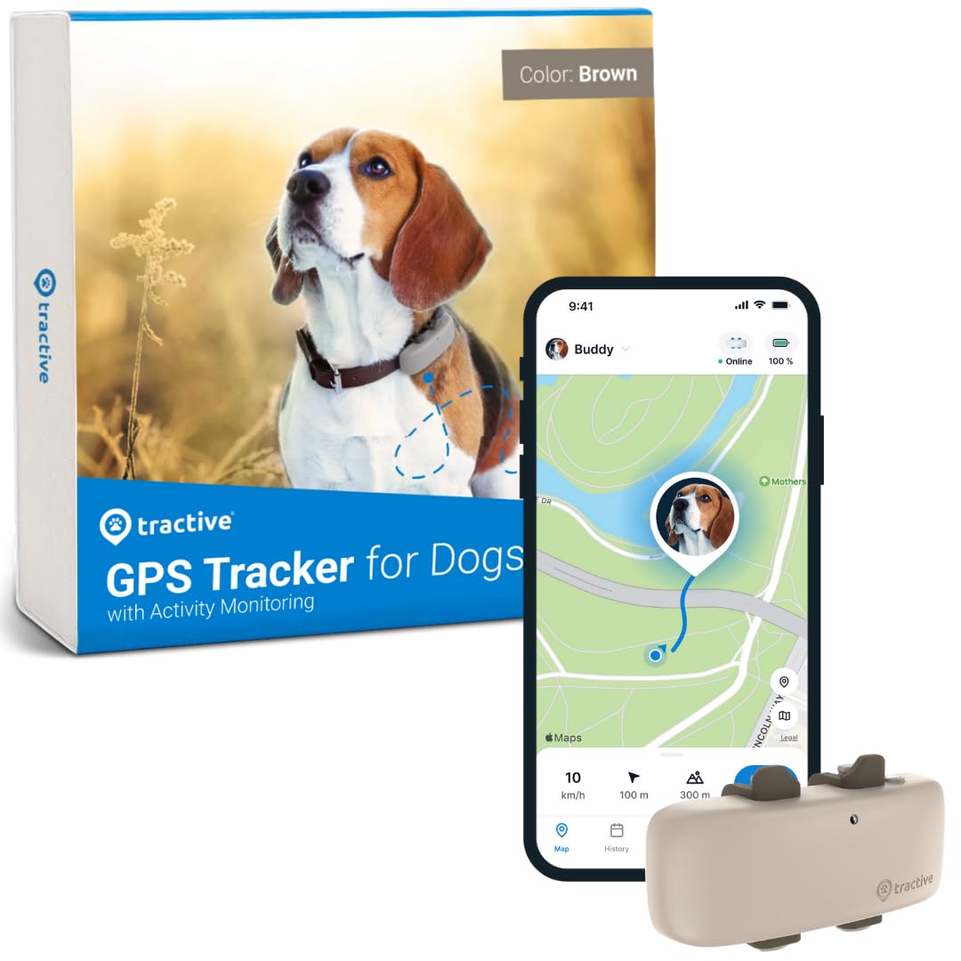 Tractive GPS Tracker for Dogs - Waterproof, GPS Location & Smart Pet Activity Tracker, Unlimited Range, Works with Any Collar (White)