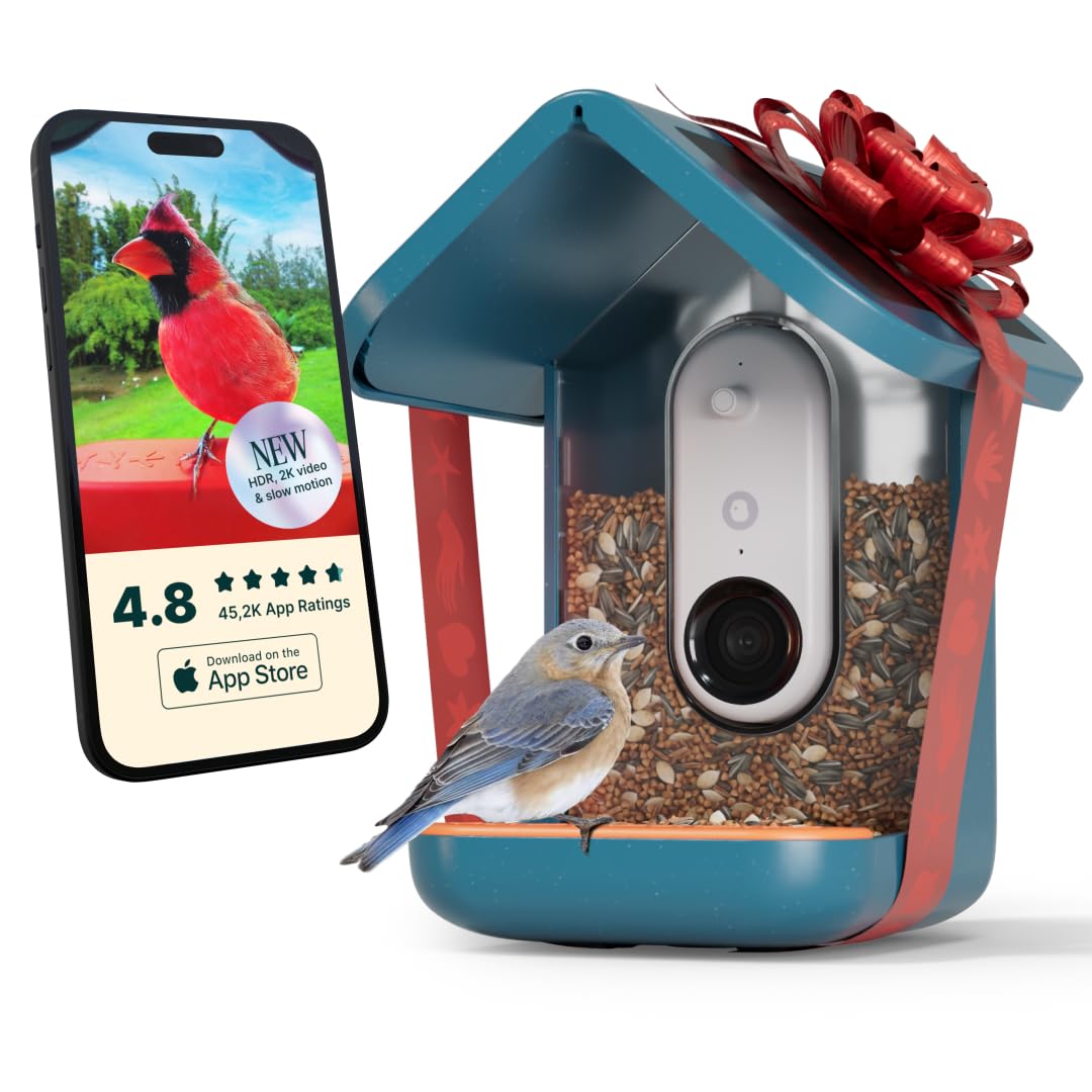 BIRD BUDDY® Original Solar Bird Feeder with Camera - AI Bird Species Identification, 5MP Photos, 2K HD+ Video Live Stream Camera, Solar-Powered Charging, 2.8in Focus - Blue