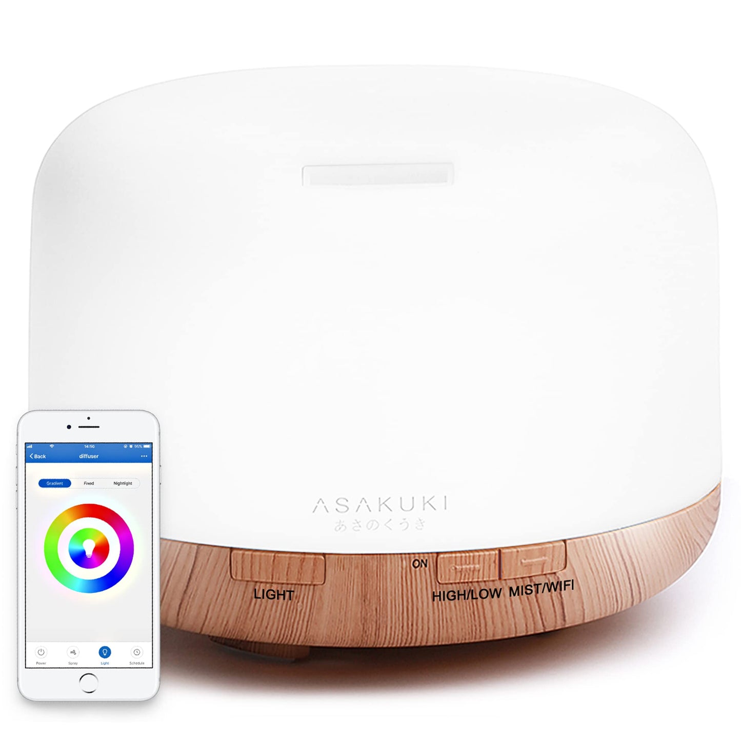 ASAKUKI Smart Wi-Fi Essential Oil Diffuser, App and Voice Control Compatible with Alexa, 500ml Aromatherapy Humidifier for Relaxing Atmosphere in Home Office Bedroom Gold