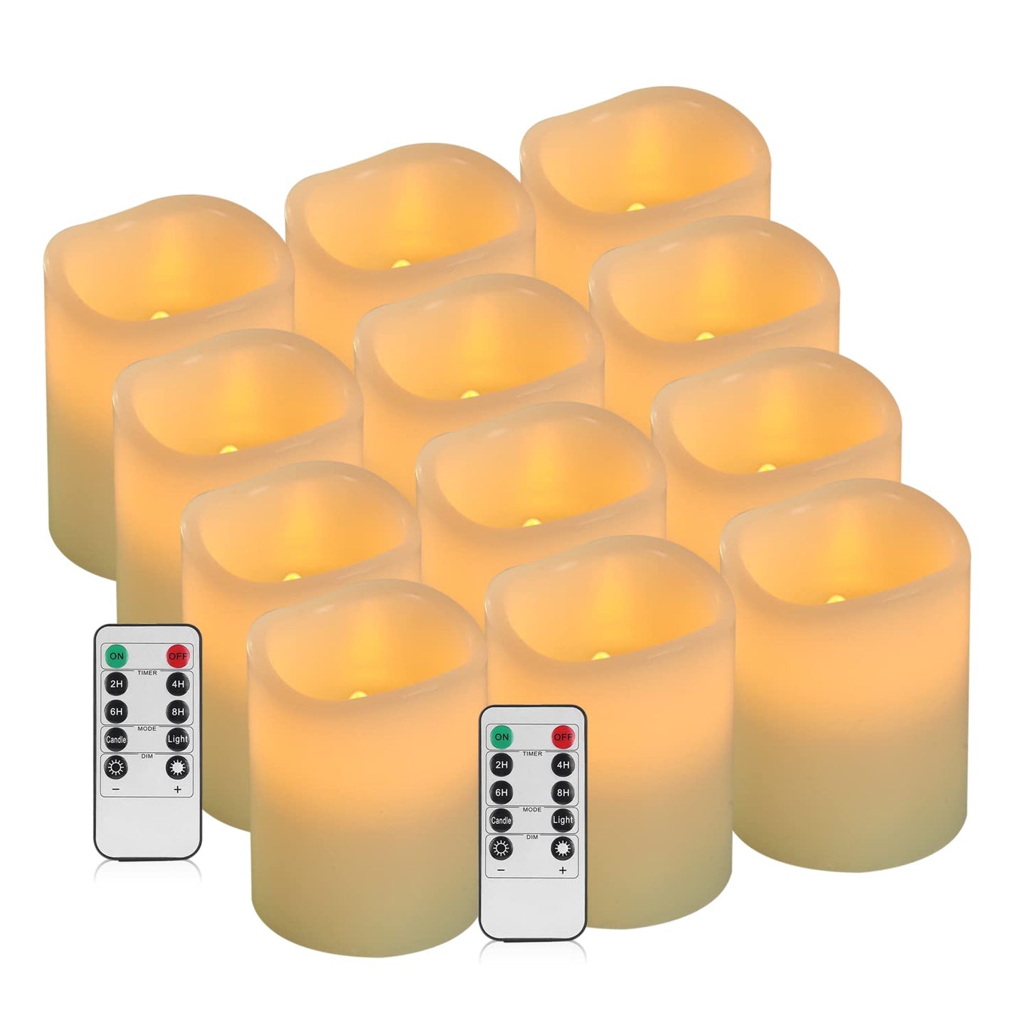 Vinkor Flameless Candles Battery Operated Candles Real Wax Pillar LED Candles with 10-Key Remote and Cycling 24 Hours Timer (Ivory 4" 5" 6" 7" 8" 9")