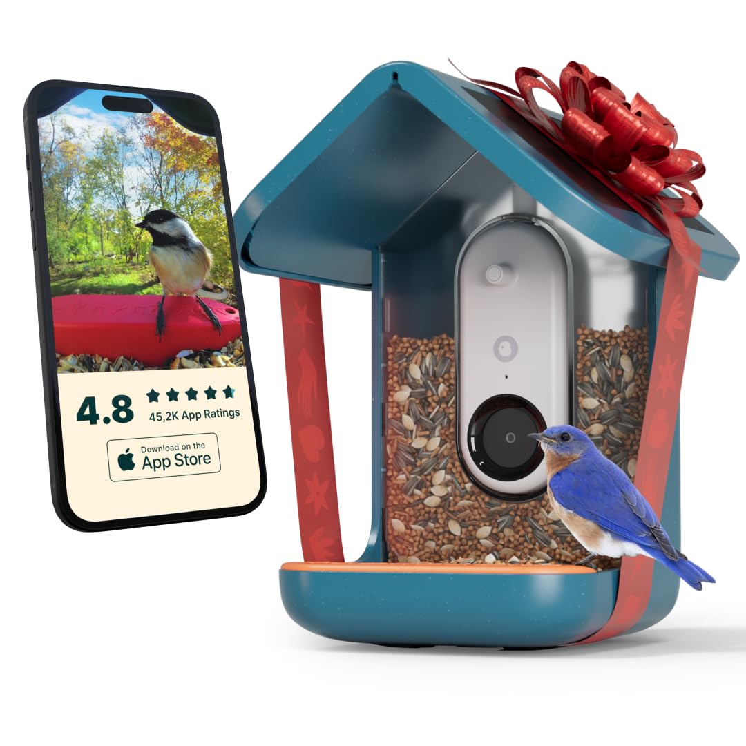 BIRD BUDDY® Original Solar Bird Feeder with Camera - AI Bird Species Identification, 5MP Photos, 2K HD+ Video Live Stream Camera, Solar-Powered Charging, 2.8in Focus - Blue