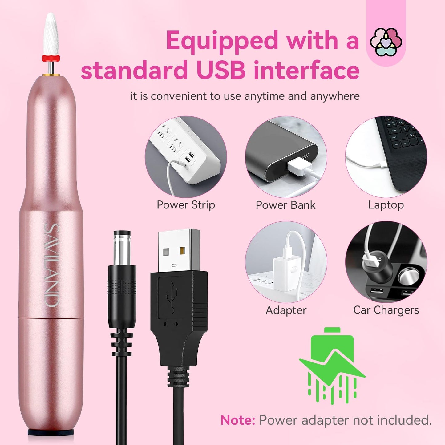 SAVILAND Electric Nail Drill - Electric Nail File Efile Nail Drill Professional Manicure with 6PCS Nail Drill Bits