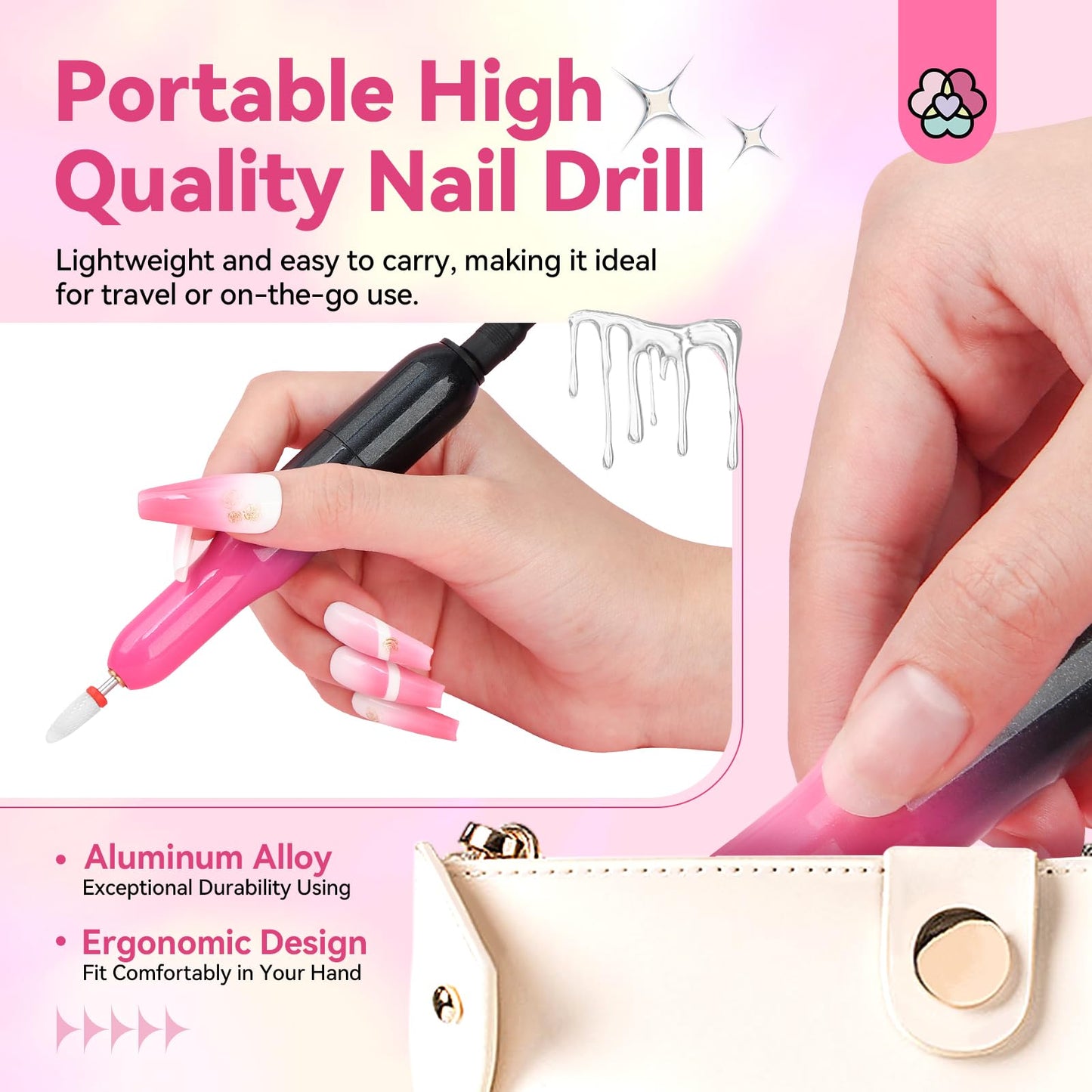 SAVILAND Electric Nail Drill - Electric Nail File Efile Nail Drill Professional Manicure with 6PCS Nail Drill Bits