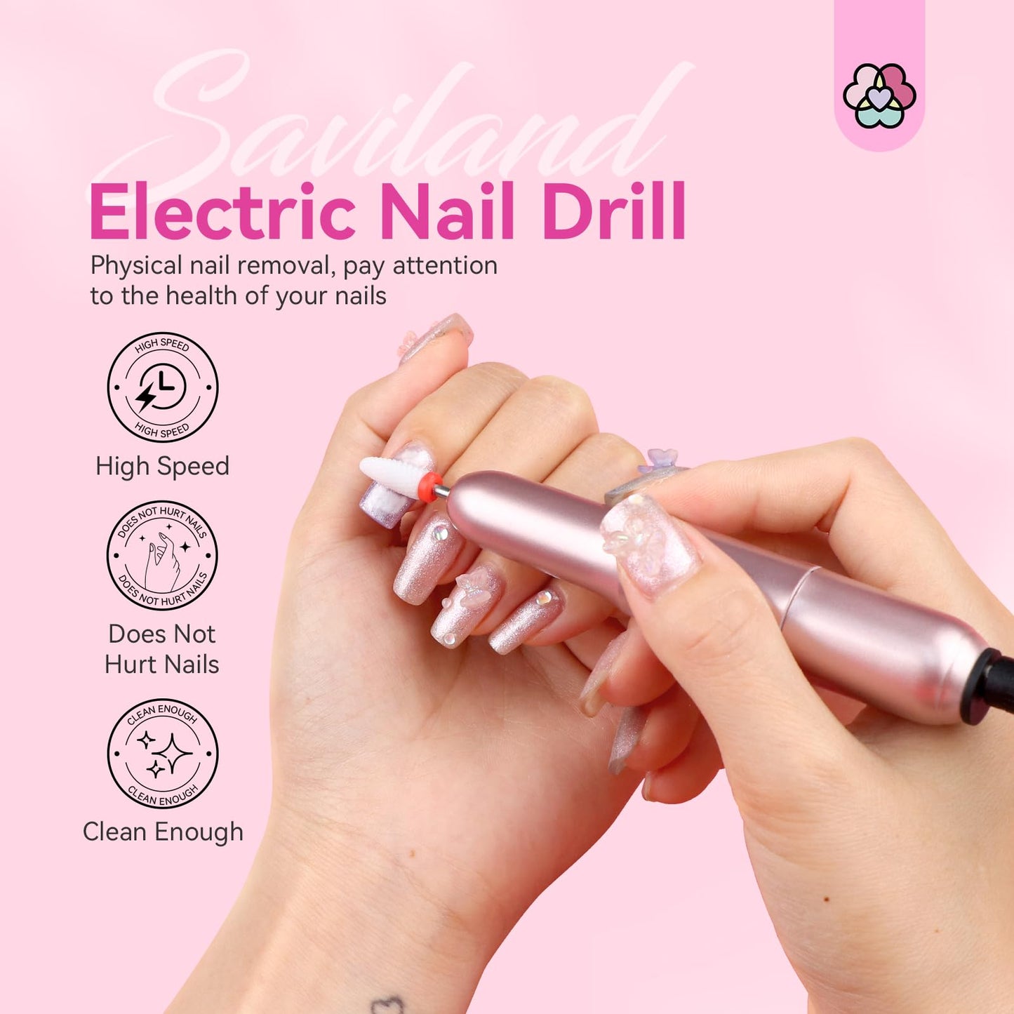 SAVILAND Electric Nail Drill - Electric Nail File Efile Nail Drill Professional Manicure with 6PCS Nail Drill Bits