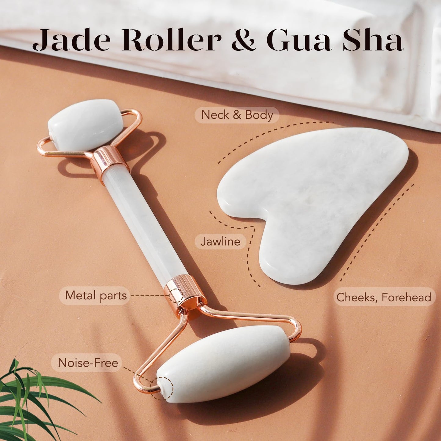 BAIMEI IcyMe Gua Sha & Jade Roller Facial Tools Face Roller and Gua Sha Set for Puffiness and Redness Reducing Skin Care Routine, Self Care Gift for Men Women - Green