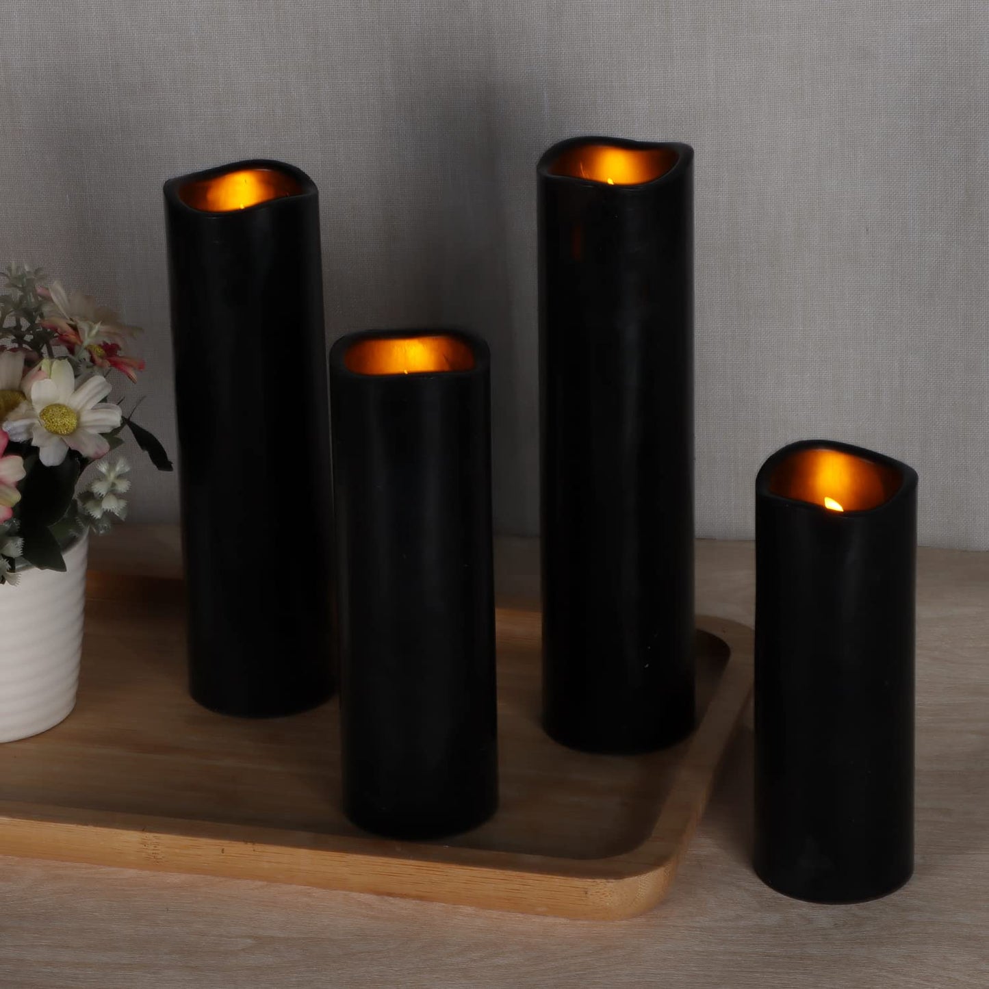 Vinkor Flameless Candles Battery Operated Candles Real Wax Pillar LED Candles with 10-Key Remote and Cycling 24 Hours Timer (Ivory 4" 5" 6" 7" 8" 9")