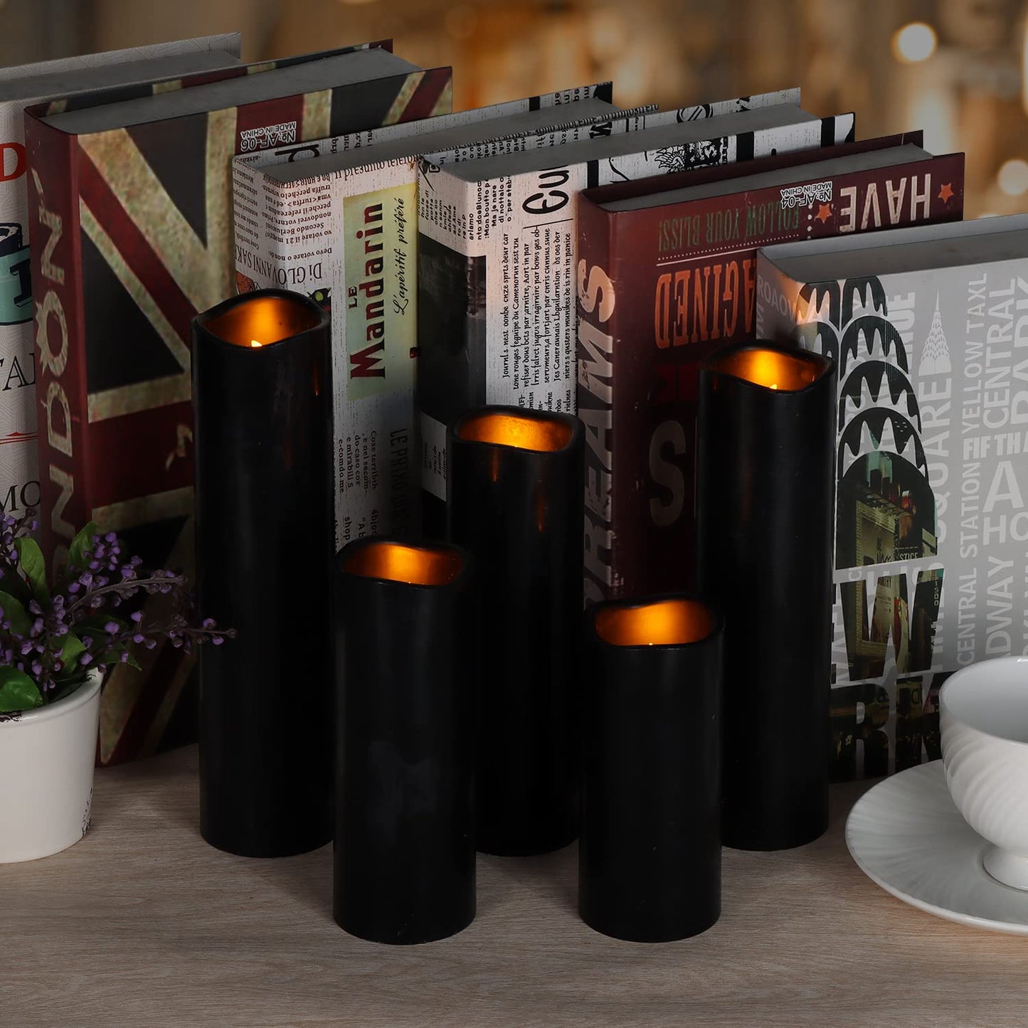 Vinkor Flameless Candles Battery Operated Candles Real Wax Pillar LED Candles with 10-Key Remote and Cycling 24 Hours Timer (Ivory 4" 5" 6" 7" 8" 9")