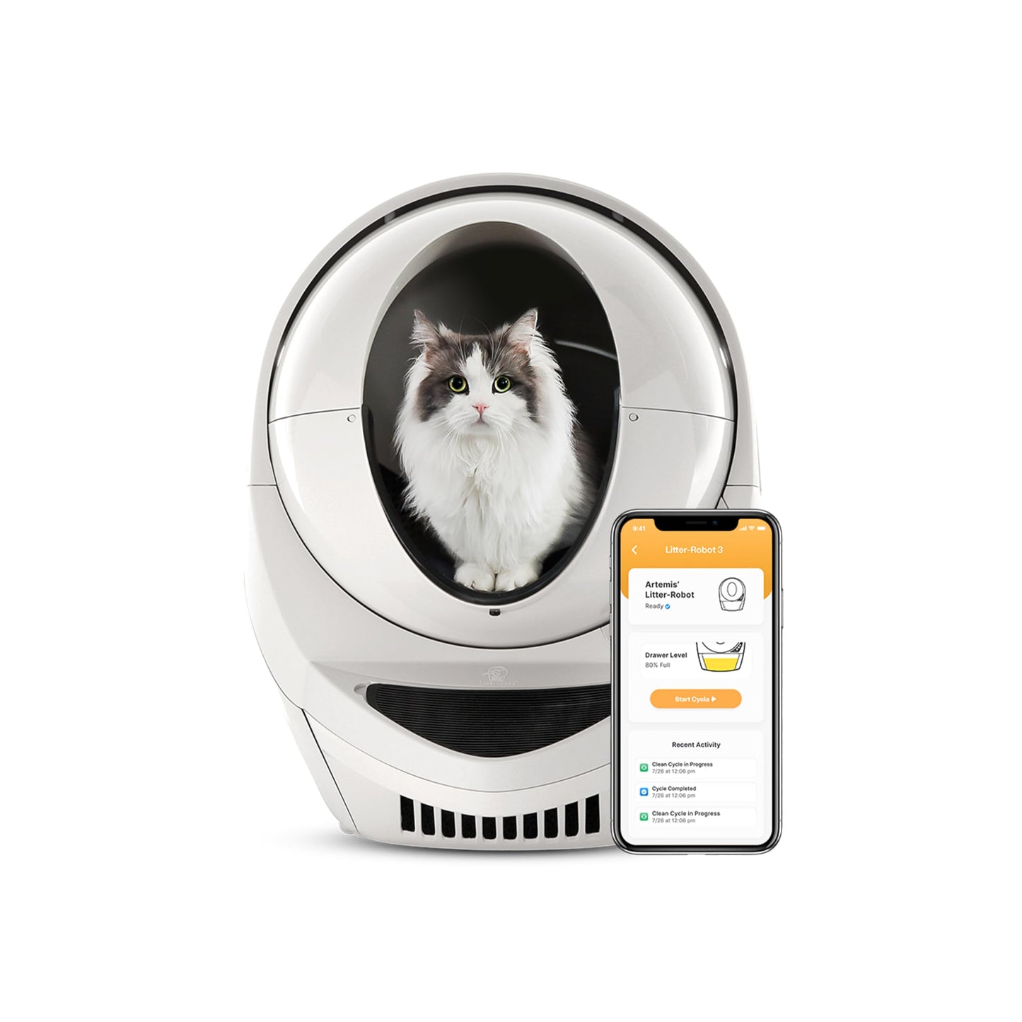 Litter-Robot 3 Connect by Whisker, Grey - Automatic, Self-Cleaning Cat Litter Box, Helps Reduce Litter Box Odors, Works with Almost Any Clumping Litter, WhiskerCare 1-Year Warranty