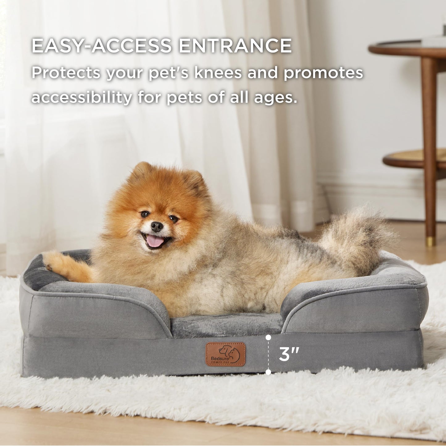 Bedsure Orthopedic Dog Bed for Extra Large Dogs - XL Washable Dog Sofa Beds Large, Supportive Foam Pet Couch Bed with Removable Washable Cover, Waterproof Lining and Nonskid Bottom, Grey