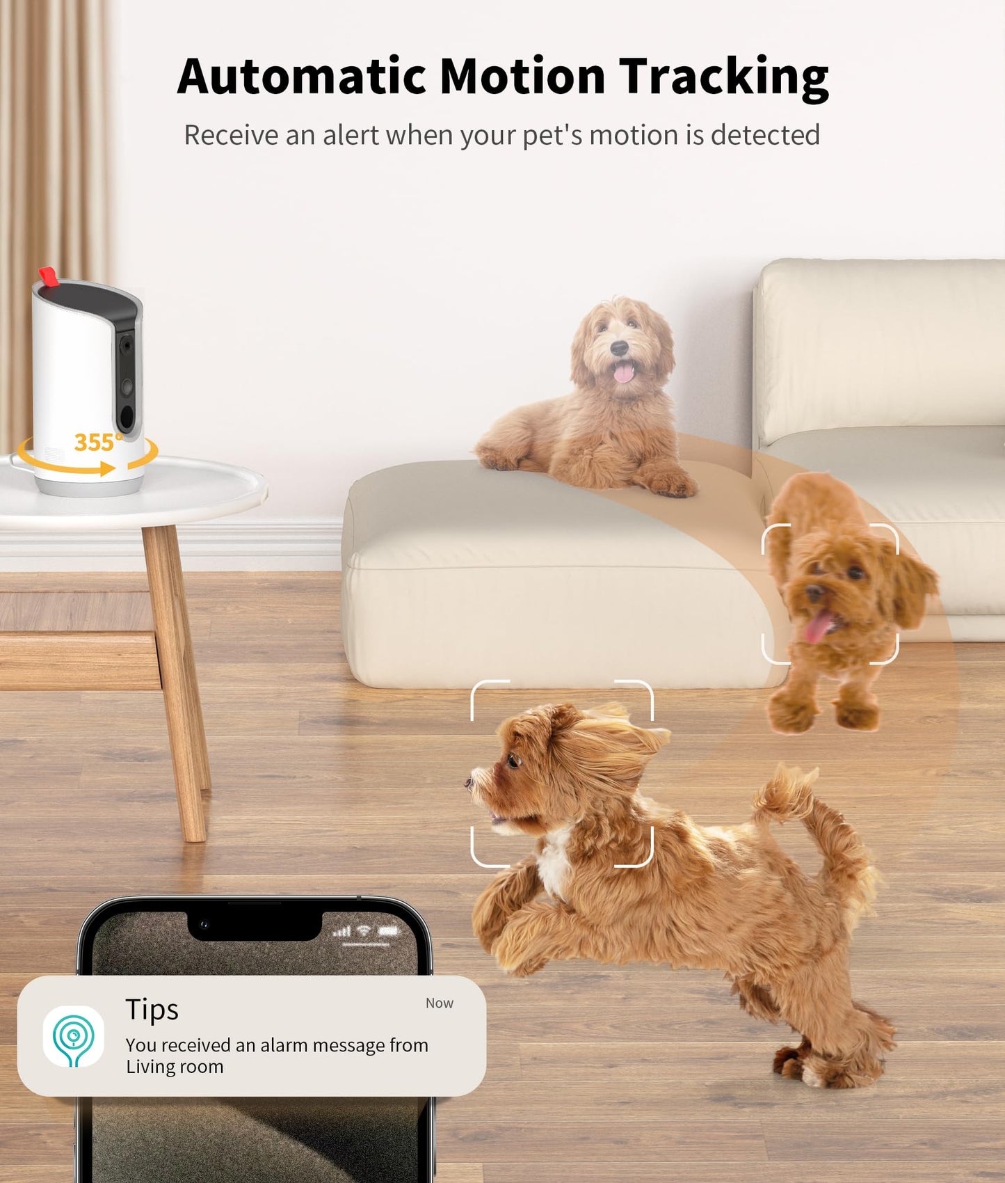 2K Pet Camera Treat Dispenser, 360°View Dog Camera with Phone App, 5G&2.4G WiFi 2-Way Talk Pet Camera Indoor for Cats Remote Treat Tossing, Motion Alerts, Auto Tracking