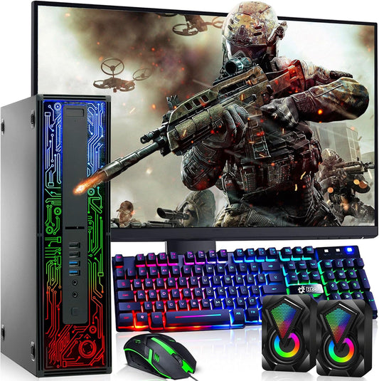 HP G2 RGB Gaming PC Desktop – Intel i5 6th Gen Processor, 16GB DDR4 Ram, 512GB SSD, NVIDIA GeForce GT 1030 DDR5, New 24 Inch Monitor, Windows 10 Pro – Computer Tower for PC Gamer (Renewed)